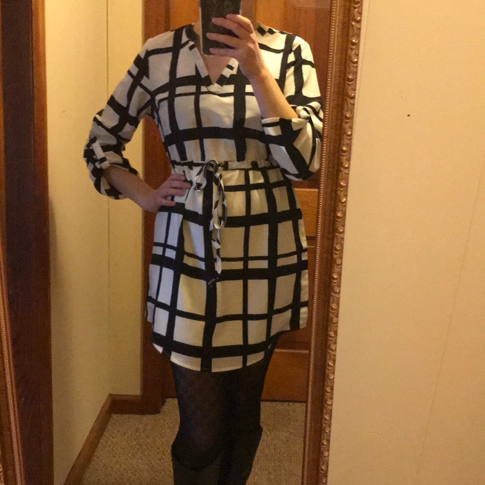 Plaid Black and White Dress